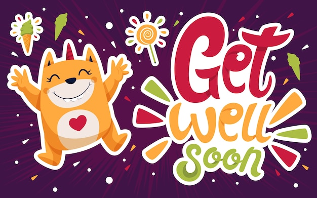 Free vector get well soon with cute character