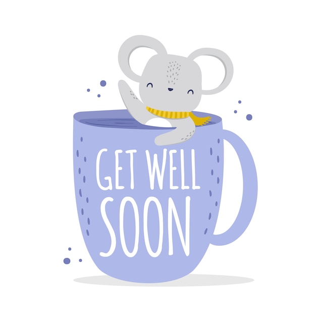 Free vector get well soon with cute character