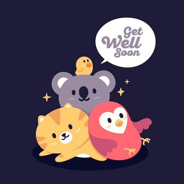 Free vector get well soon with a cute character
