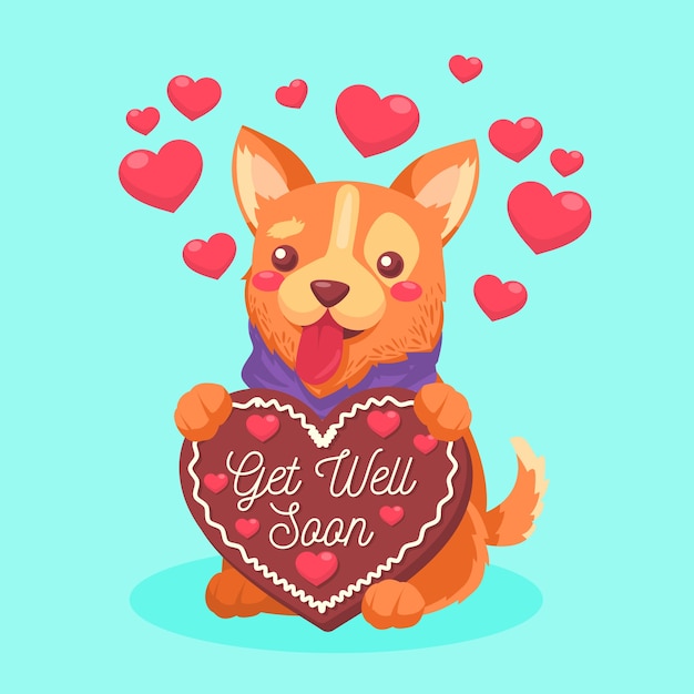 Free vector get well soon with a cute character