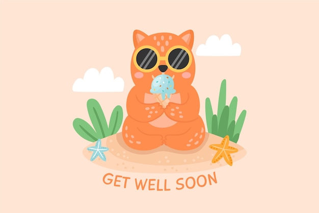Free vector get well soon with a cute character