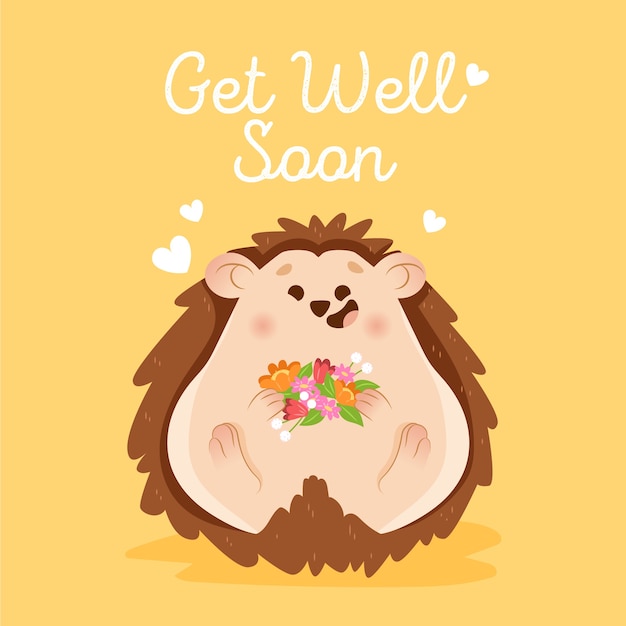 Free vector get well soon with a cute character