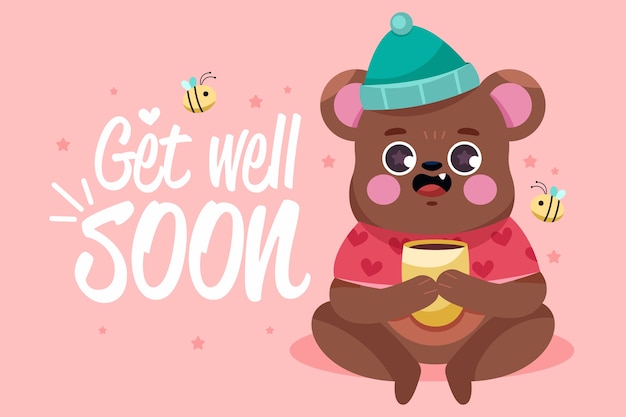 Free vector get well soon with a cute character