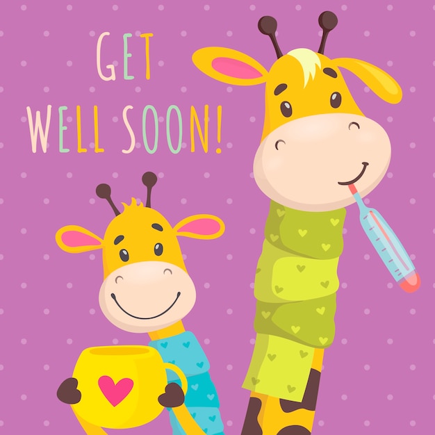 Free vector get well soon with a cute character