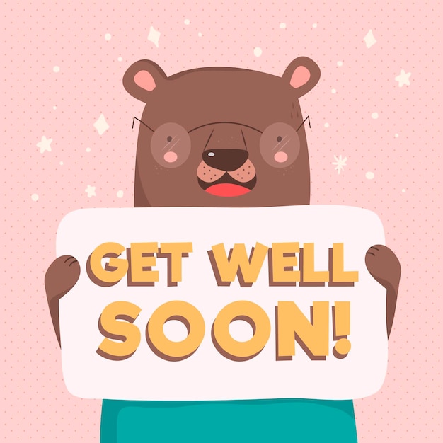 Get Well Soon!, get , well , soon , bear , text , cute