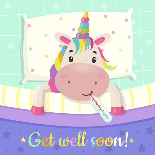 Get well soon with a cute character