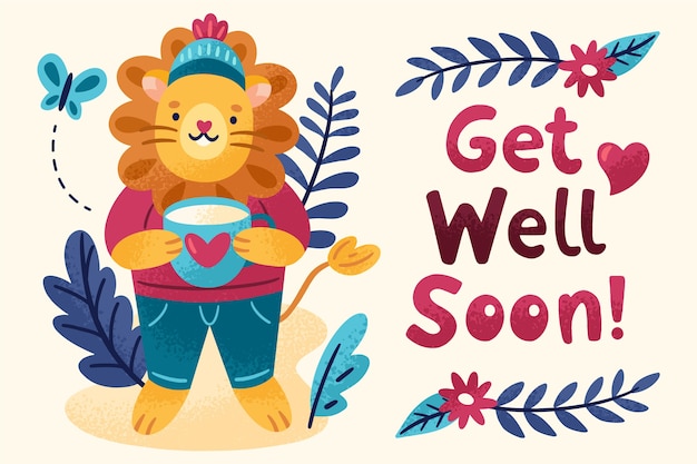 Get well soon with a cute character