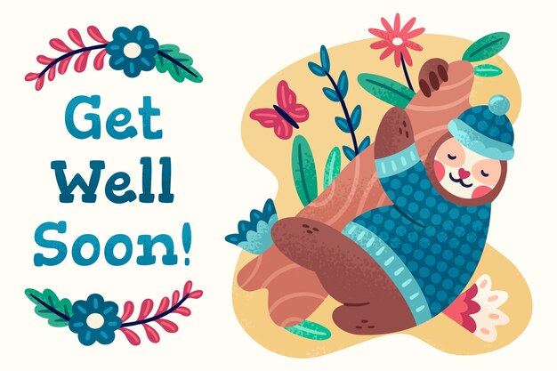 Get well soon with a cute character