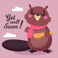 Free vector get well soon with a cute character