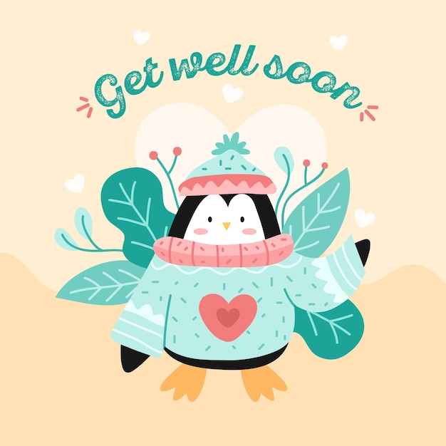 Free vector get well soon with a cute character