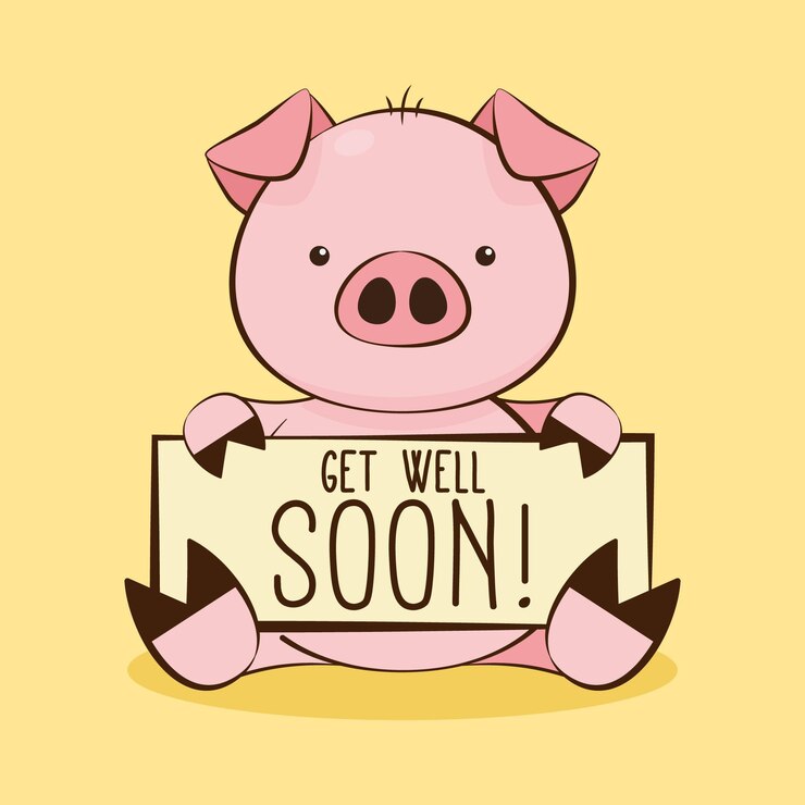 Free Vector get well soon with a cute character