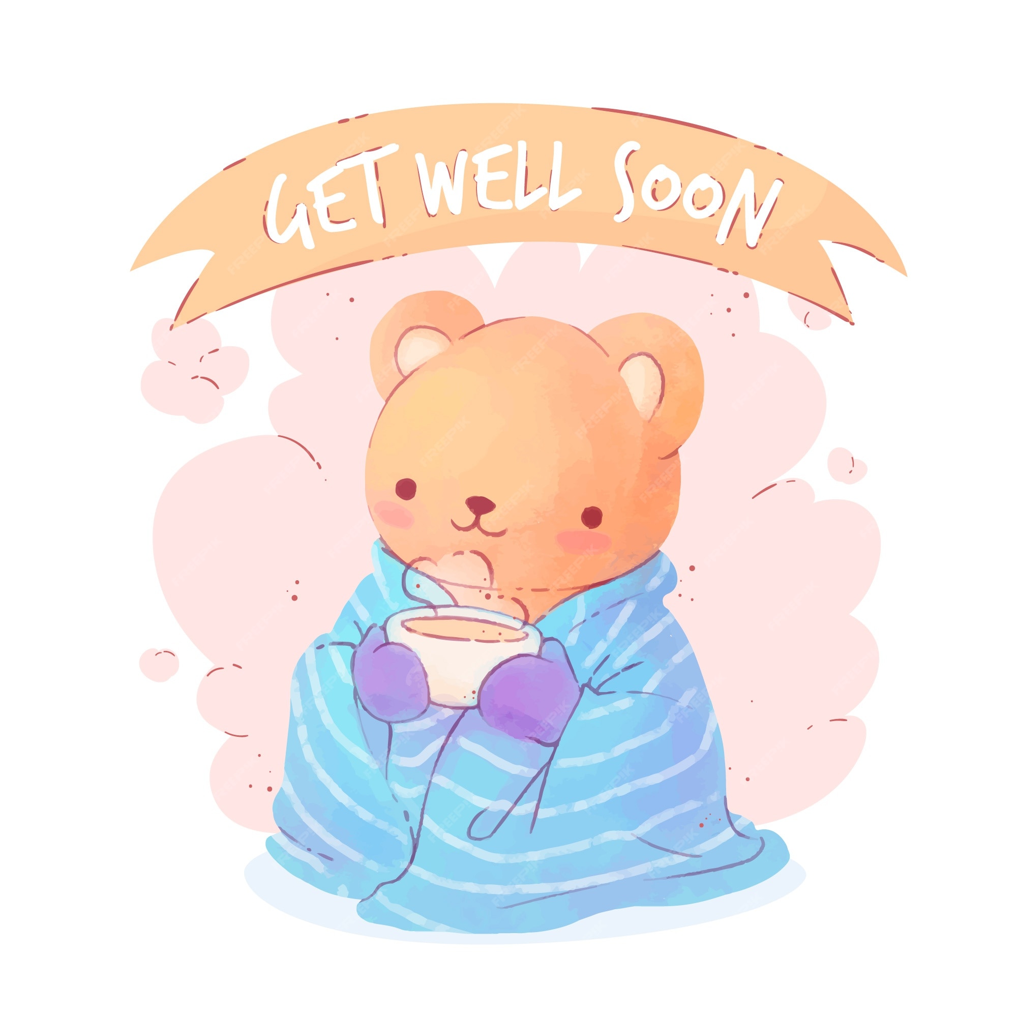 Free Vector  Get well soon with cute bear