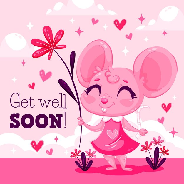 Get well soon with a cute character