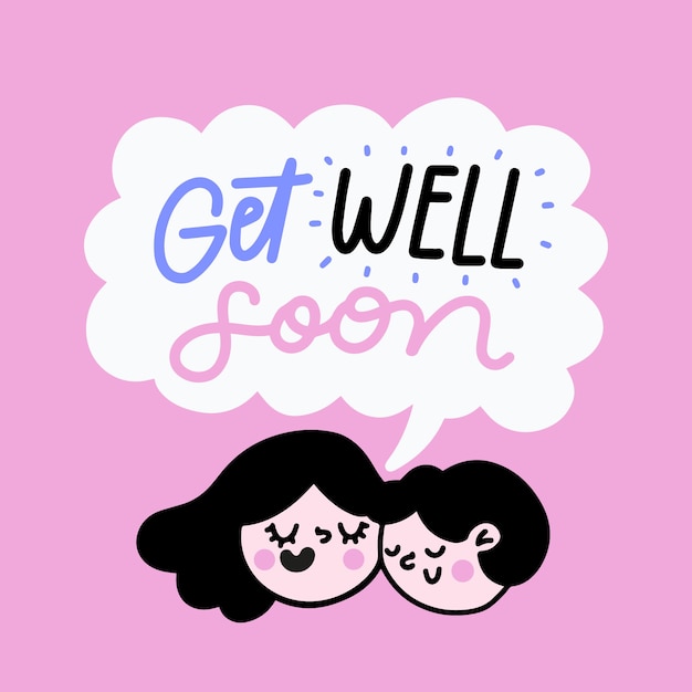 Get well soon with people illustrated