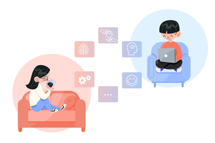 Free Vector getting better with online therapist