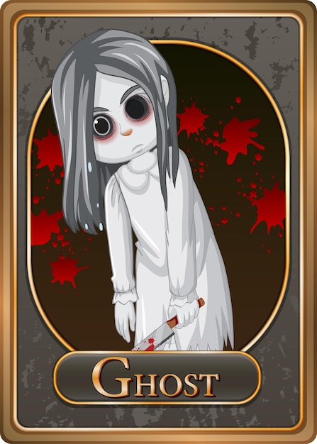 Free vector ghost girl character game card template