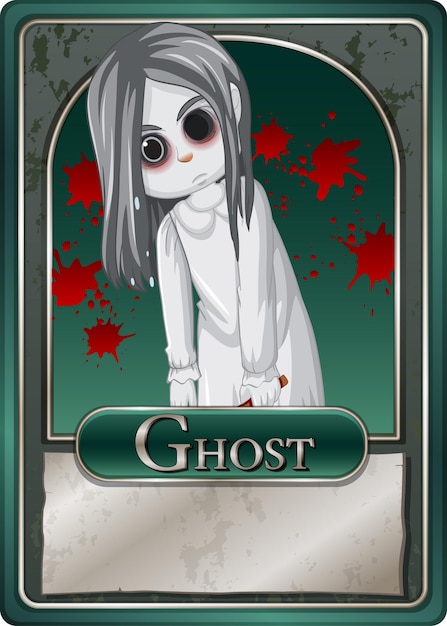 Ghost girl character game card template