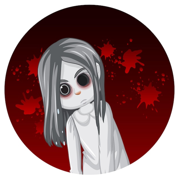 Free vector ghost girl with black eyes