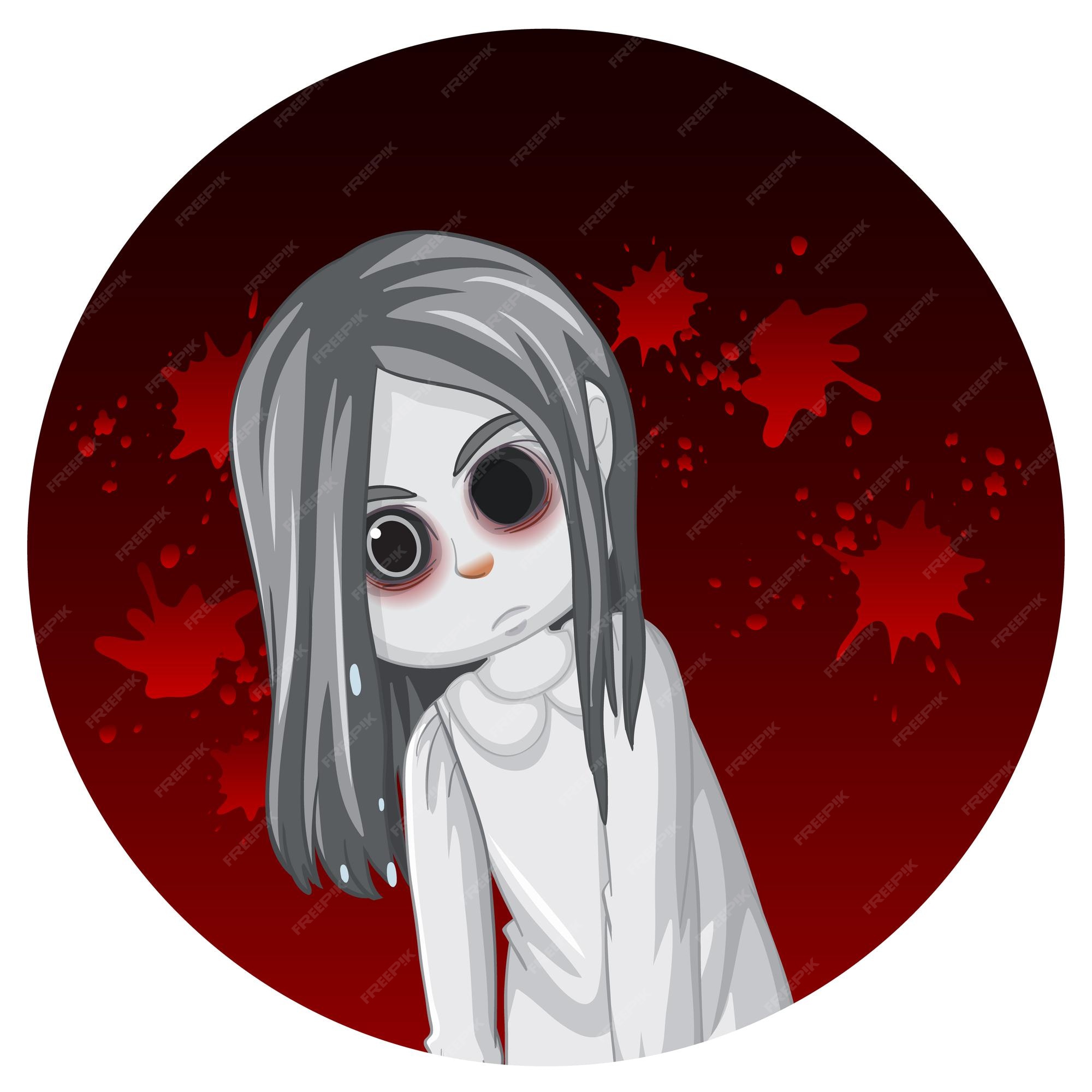Free Vector | Ghost girl with black eyes