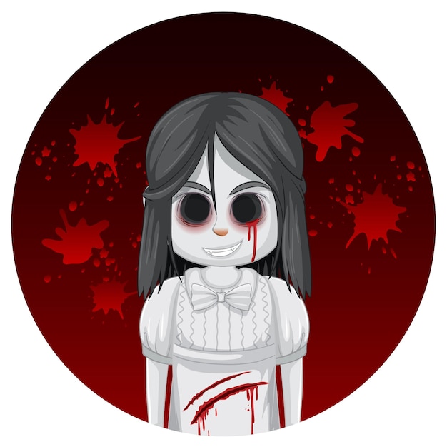 Free vector ghost girl with black eyes