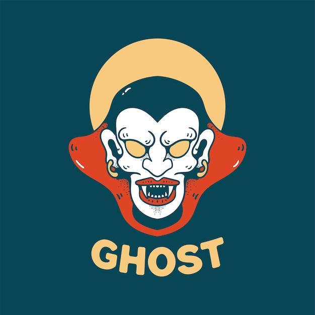 Ghost halloween Illustration Retro style for t-shirt design