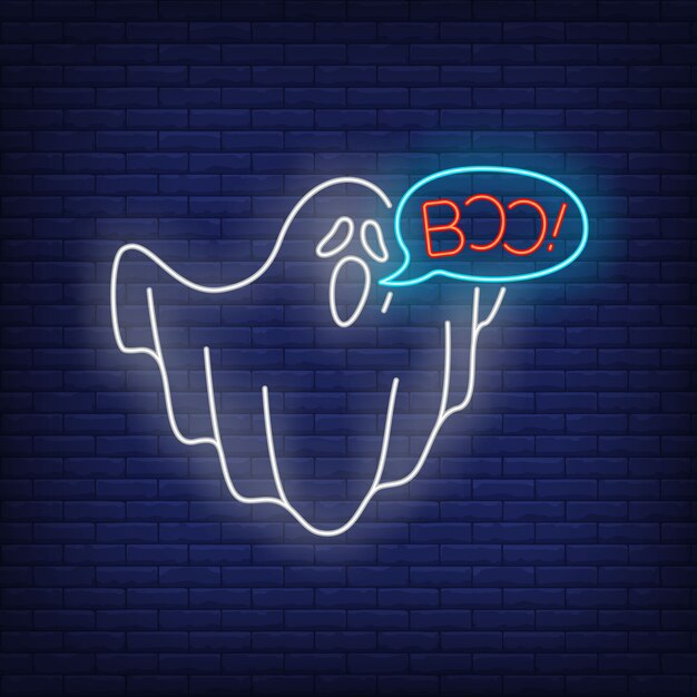 Free vector ghost saying boo neon sign