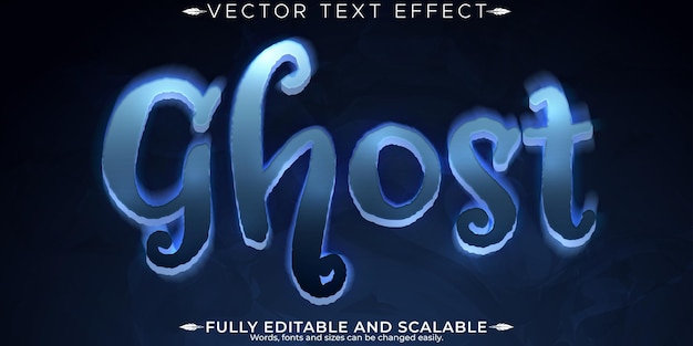 Free vector ghost text effect editable spirit and spooky customizable font style