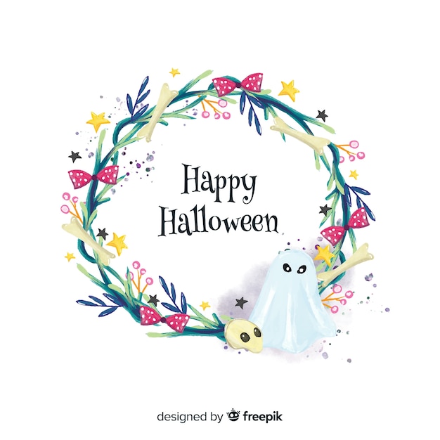 Ghost watercolor halloween background