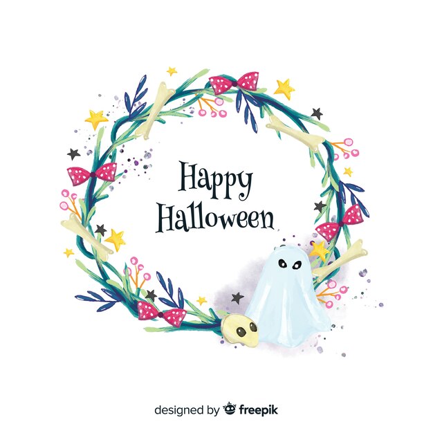 Ghost watercolor halloween background