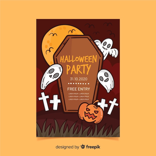 Призраки на кладбище, плакат для вечеринки в честь хэллоуина
