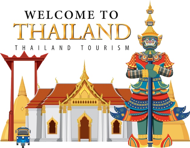 Бесплатное векторное изображение Гигантские демоны, достопримечательность таиланда и икона ландшафта