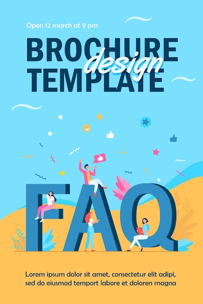 Free vector giant faq and tiny people flyer template