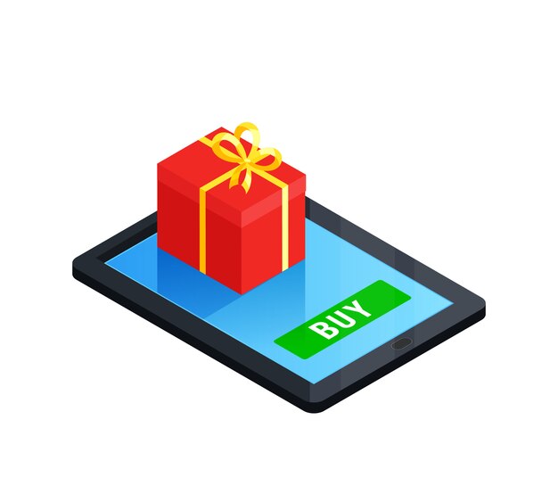 Free vector gift box online concept