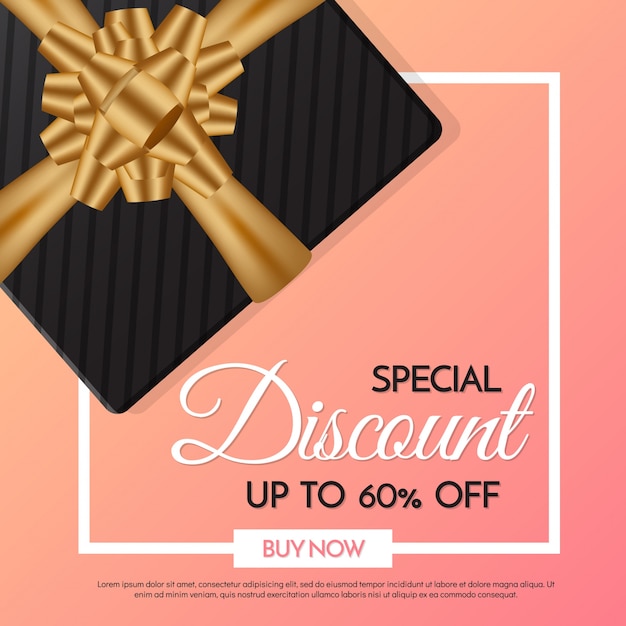 Gift box sale template banner vector background