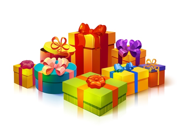 Free vector gift boxes pile composition