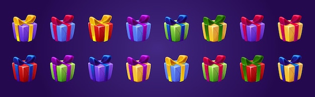 Free vector gift boxes presents in colorful wrapping paper