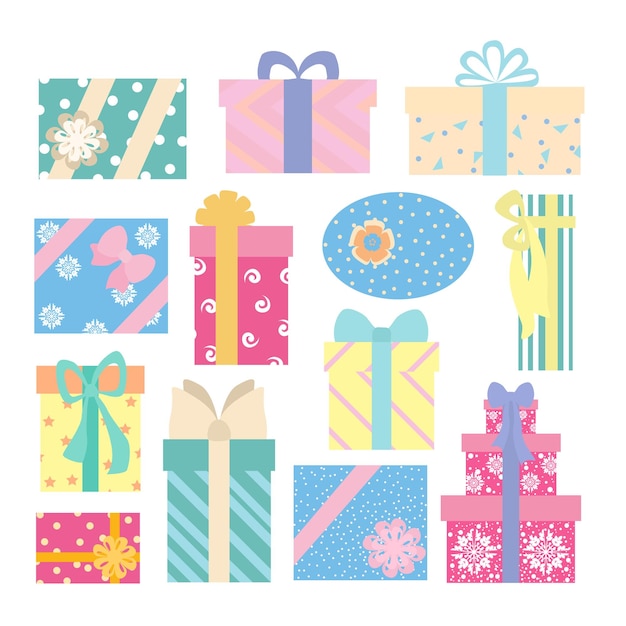 Free vector gift boxes set colorful presents for holidays