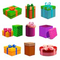 Бесплатное векторное изображение Набор подарочных коробок