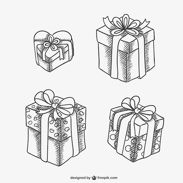 Gift boxes sketch drawings