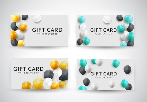 Gift card template with balloons vector illustration eps10