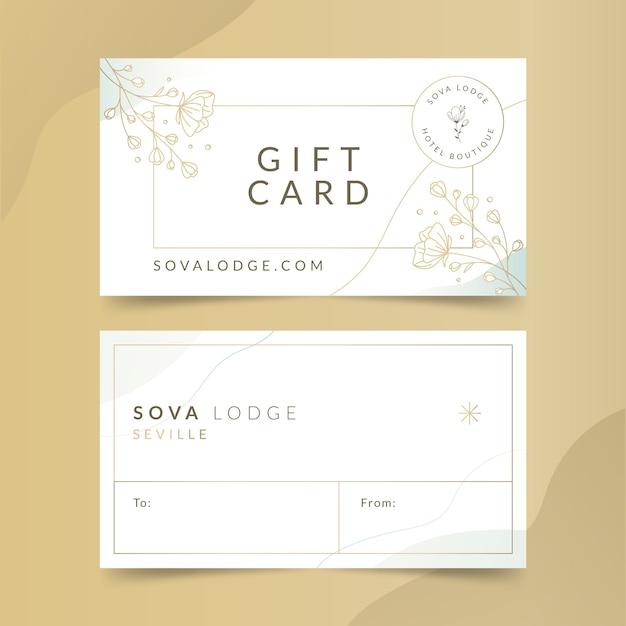 Gift card with lineal flowers