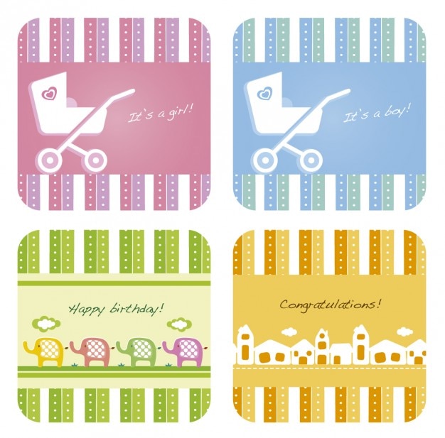 Vettore gratuito carte regalo collezione per baby shower