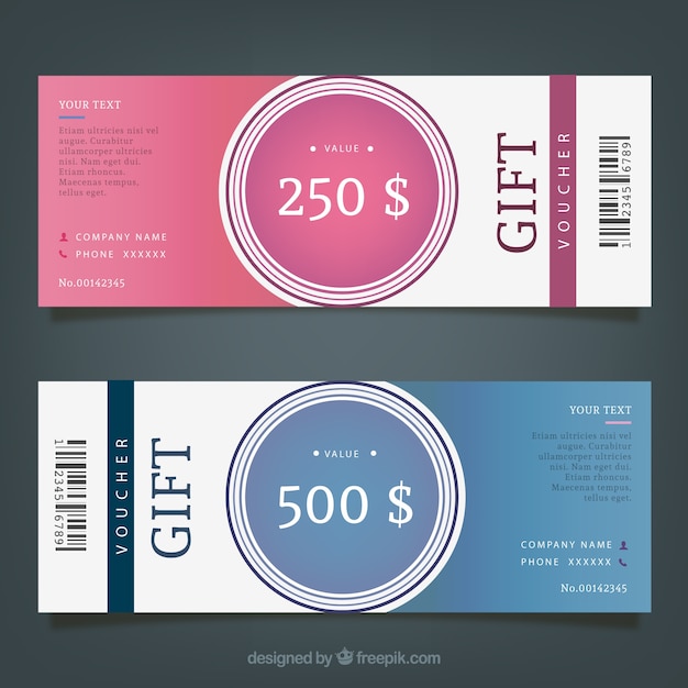 Free vector gift coupon template pack