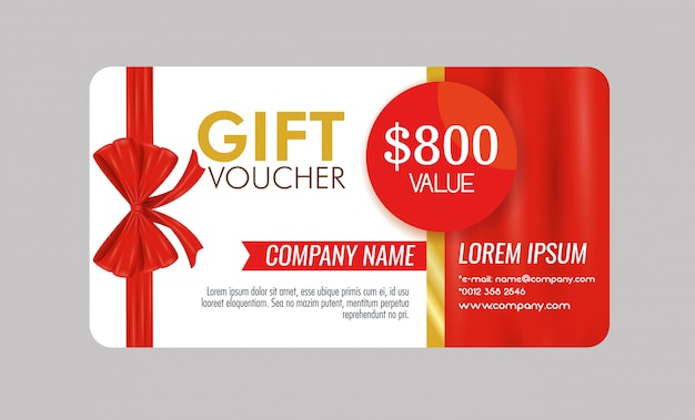 Free vector gift coupon with ribbon and offer