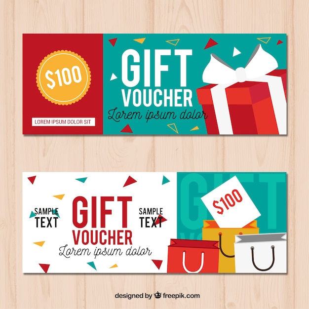Free Gift Coupons In Flat Design Vector +7757 Free