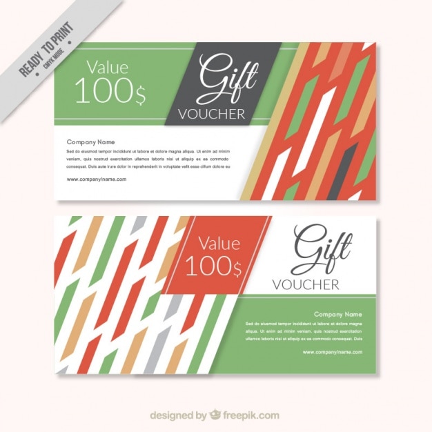 Free vector gift coupons with geometric shapes