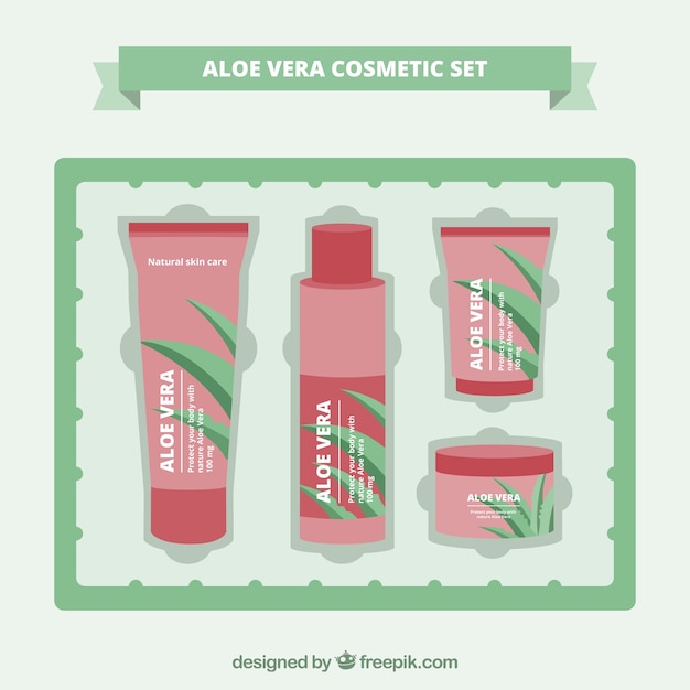 Vettore gratuito set regalo di prodotti aloe vera