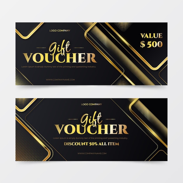 Gift voucher golden templates pack