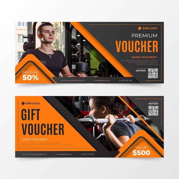 Gift voucher template collection with image