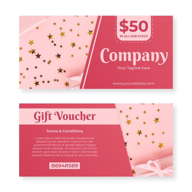 Free vector gift voucher template with presents photo